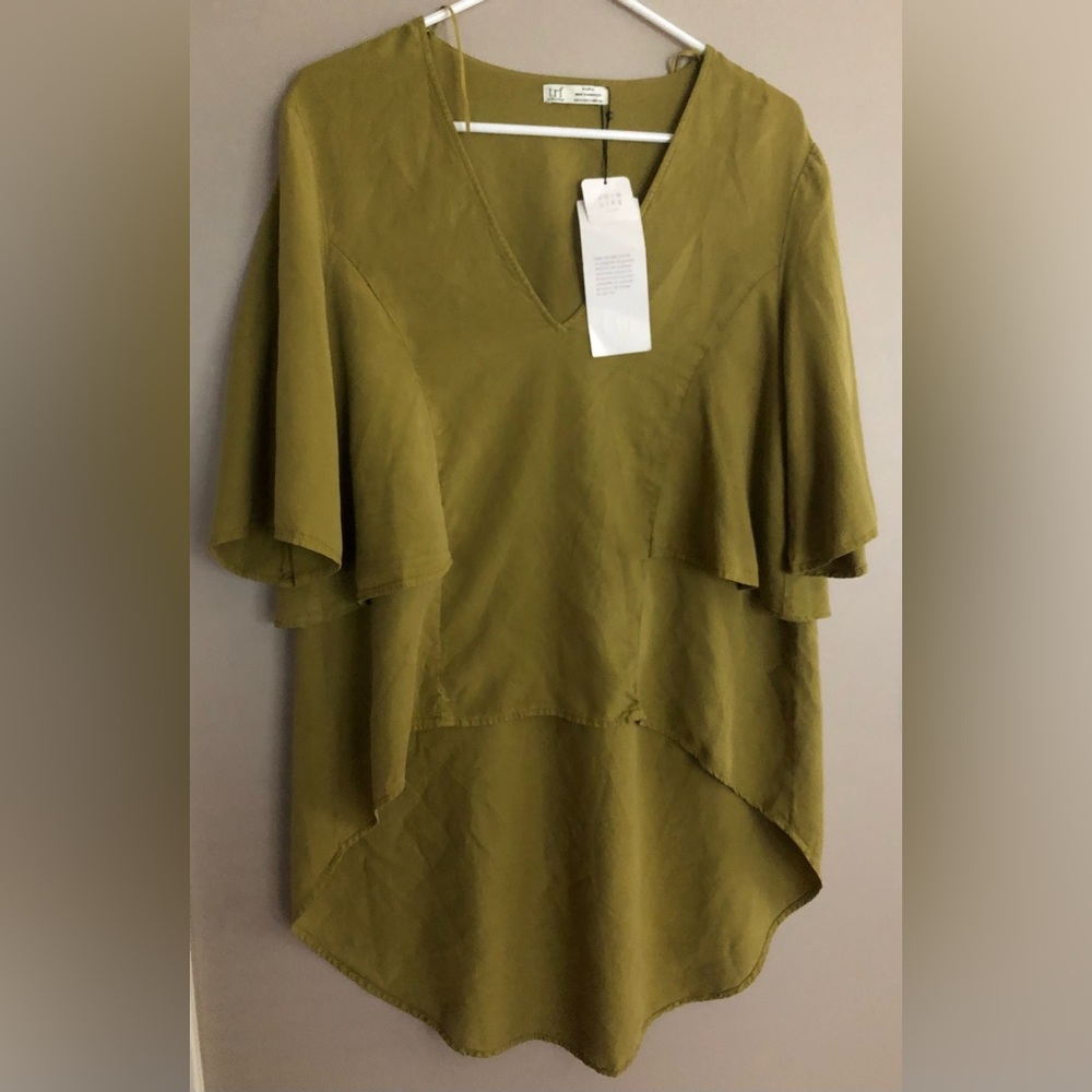 NWT  ZARA TRF Olive Green Layered Tunic Top  Size S